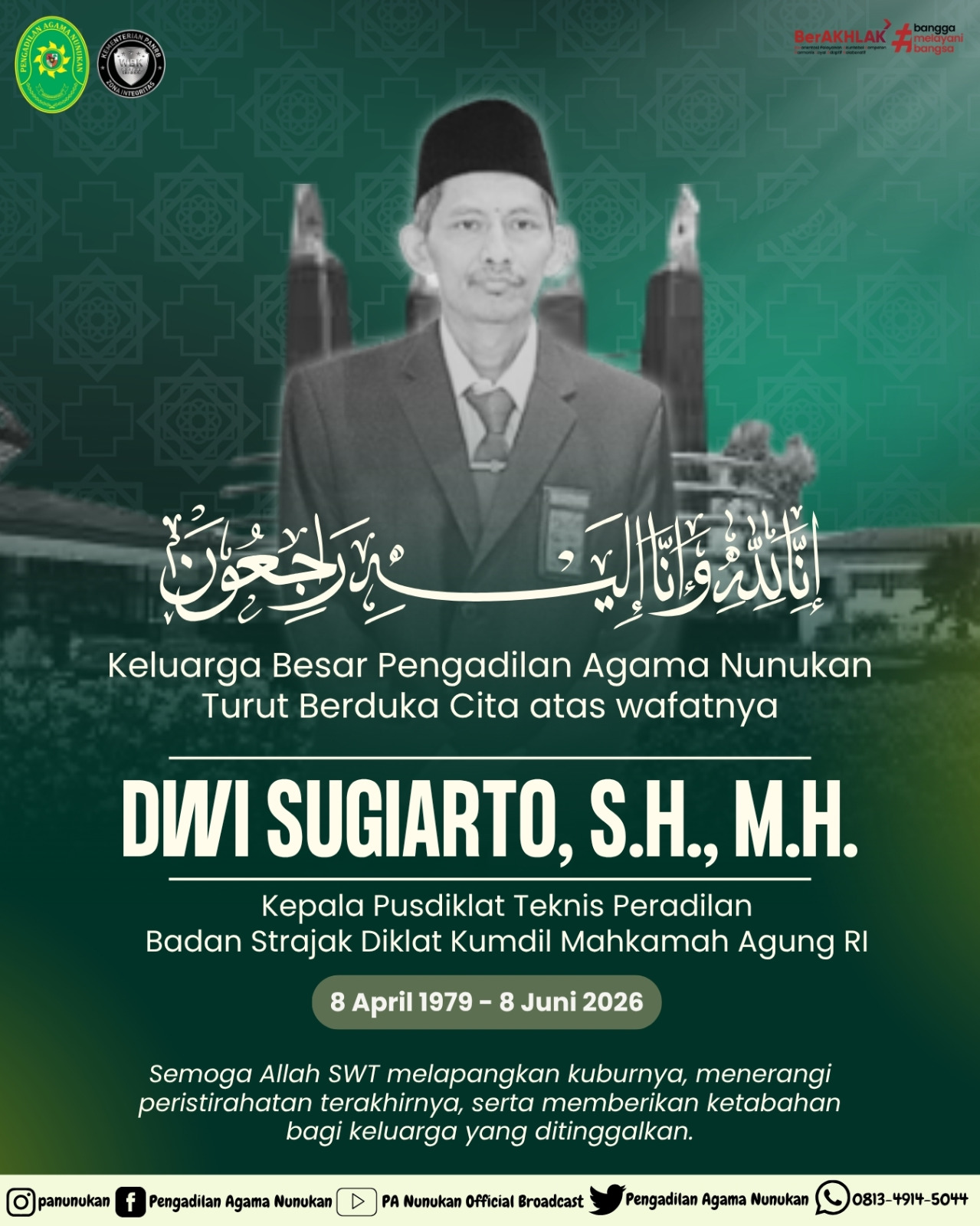Pusdiklat wafat